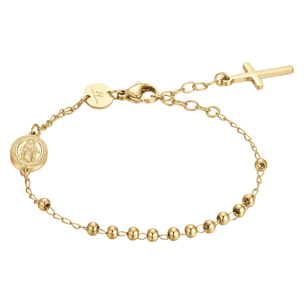 luca barra - BRACCIALE DONNA ROSARIO IN ACCIAIO IP GOLD