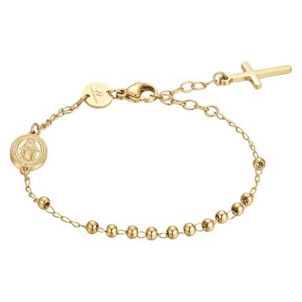 luca barra - BRACCIALE DONNA ROSARIO IN ACCIAIO IP GOLD