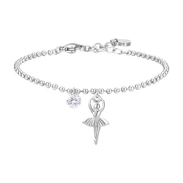 luca barra - BRACCIALE DONNA IN ACCIAIO CON BALLERINA E ZIRCONE BIANCO