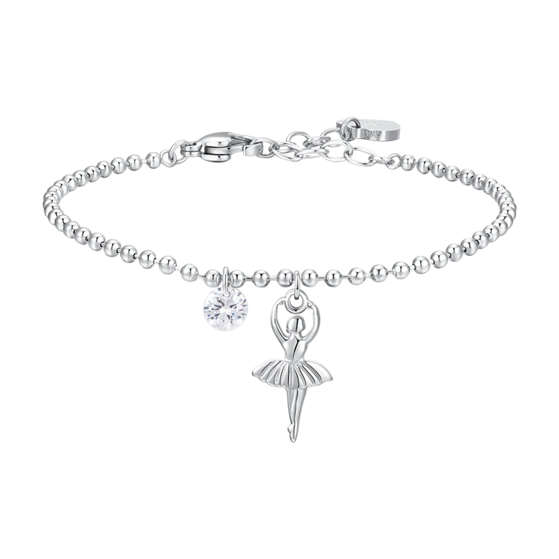 luca barra - BRACCIALE DONNA IN ACCIAIO CON BALLERINA E ZIRCONE BIANCO