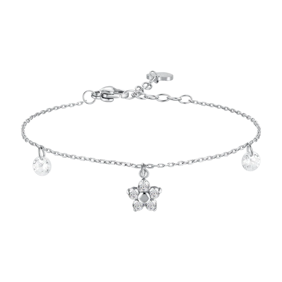 luca barra - BRACCIALE DONNA IN ACCIAIO CON PENDENTE FIORE E PETALI ZIRCONE BIANCO
