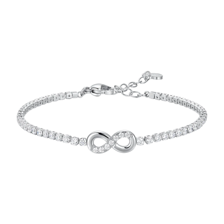luca barra - BRACCIALE TENNIS DONNA IN ACCIAIO CON INFINITO E PUNTI LUCE CON ZIRCONI BIANCHI