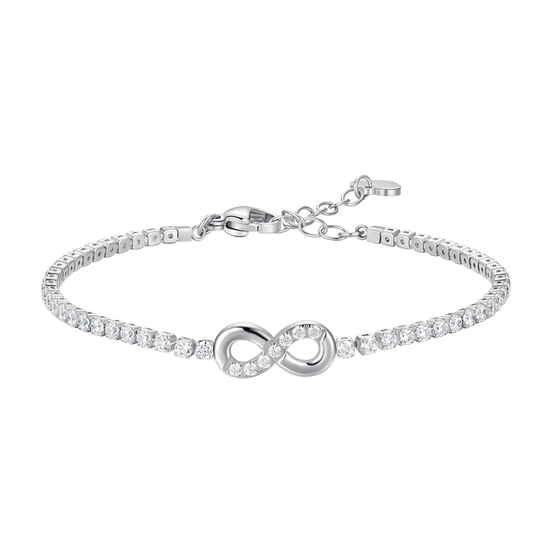 luca barra - BRACCIALE TENNIS DONNA IN ACCIAIO CON INFINITO E PUNTI LUCE CON ZIRCONI BIANCHI