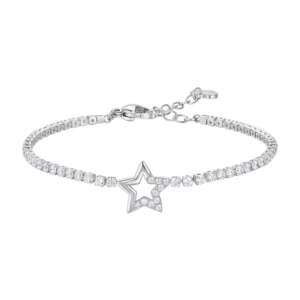 luca barra - BRACCIALE TENNIS DONNA IN ACCIAIO CON STELLA E PUNTI LUCE CON ZIRCONI BIANCHI