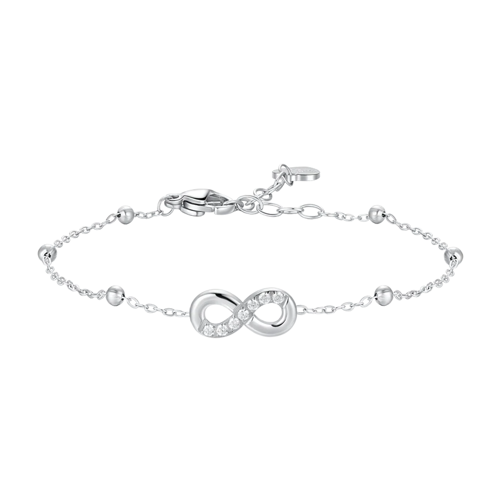 luca barra - BRACCIALE DONNA IN ACCIAIO CON INFINITO E PUNTI LUCE DI ZIRCONE BIANCO