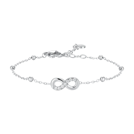 luca barra - BRACCIALE DONNA IN ACCIAIO CON INFINITO E PUNTI LUCE DI ZIRCONE BIANCO