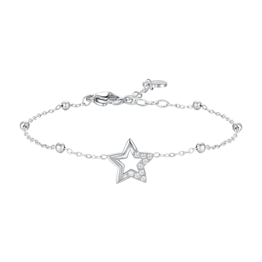 luca barra - BRACCIALE DONNA IN ACCIAIO CON STELLA E PUNTI LUCE DI ZIRCONE BIANCO