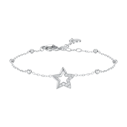 luca barra - BRACCIALE DONNA IN ACCIAIO CON STELLA E PUNTI LUCE DI ZIRCONE BIANCO