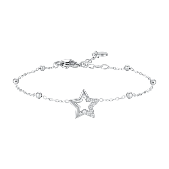 luca barra - BRACCIALE DONNA IN ACCIAIO CON STELLA E PUNTI LUCE DI ZIRCONE BIANCO