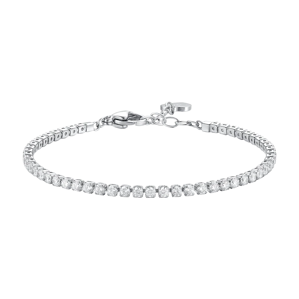 luca barra - BRACCIALE TENNIS DONNA IN ACCIAIO CON ZIRCONI BIANCHI