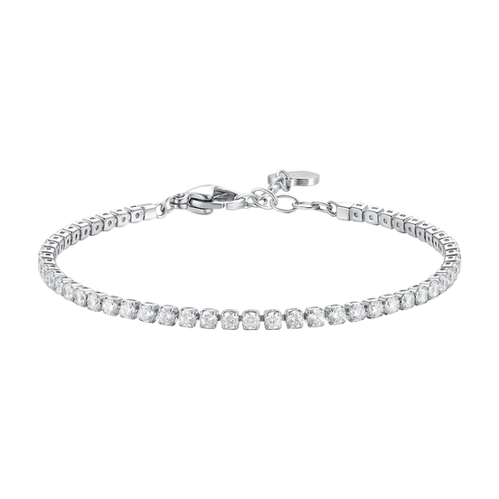 luca barra - BRACCIALE TENNIS DONNA IN ACCIAIO CON ZIRCONI BIANCHI