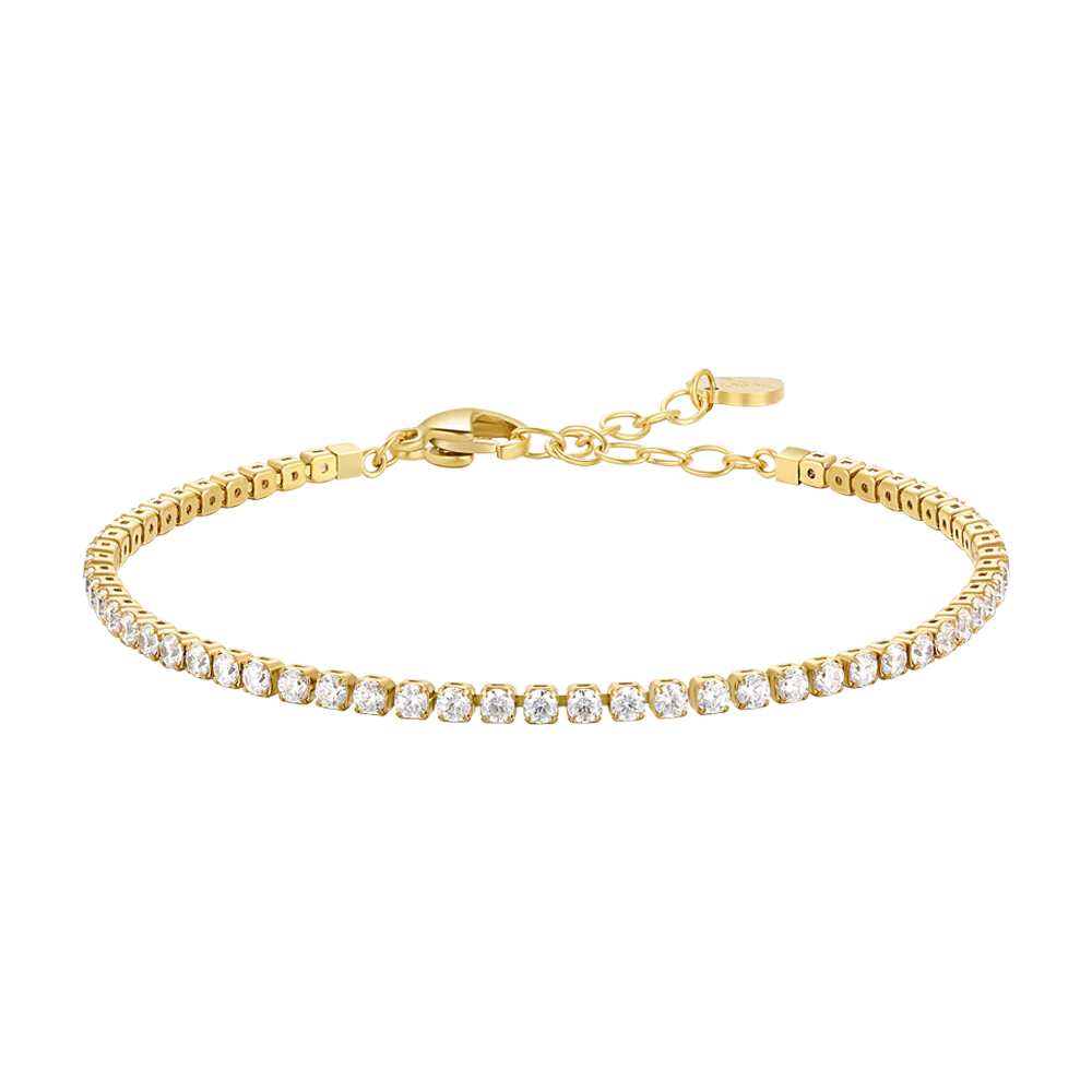 luca barra - BRACCIALE TENNIS DONNA IN ACCIAIO CON ZIRCONI BIANCHI COLORE ORO