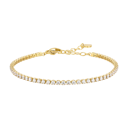luca barra - BRACCIALE TENNIS DONNA IN ACCIAIO CON ZIRCONI BIANCHI COLORE ORO