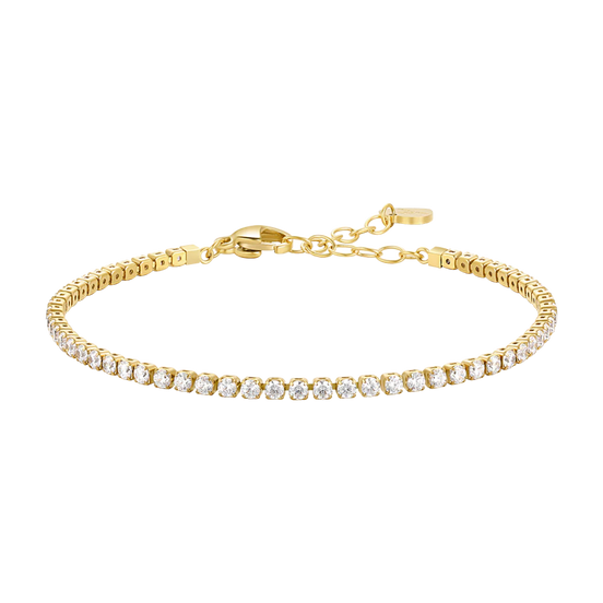 luca barra - BRACCIALE TENNIS DONNA IN ACCIAIO CON ZIRCONI BIANCHI COLORE ORO