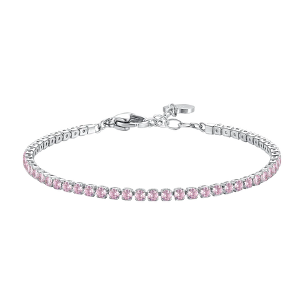 luca barra - BRACCIALE TENNIS DONNA IN ACCIAIO CON ZIRCONI ROSA