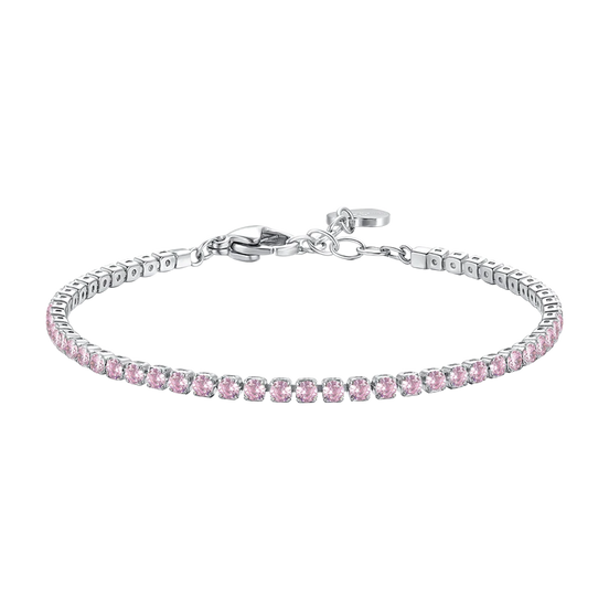 luca barra - BRACCIALE TENNIS DONNA IN ACCIAIO CON ZIRCONI ROSA