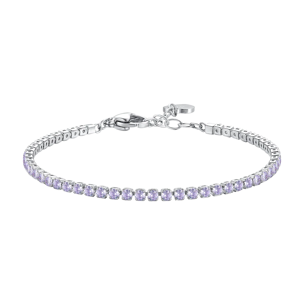 luca barra - BRACCIALE TENNIS DONNA IN ACCIAIO CON ZIRCONI VIOLA