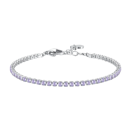 luca barra - BRACCIALE TENNIS DONNA IN ACCIAIO CON ZIRCONI VIOLA