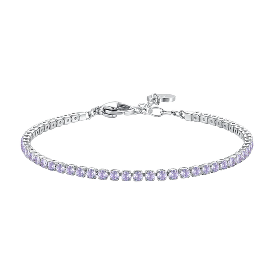 luca barra - BRACCIALE TENNIS DONNA IN ACCIAIO CON ZIRCONI VIOLA