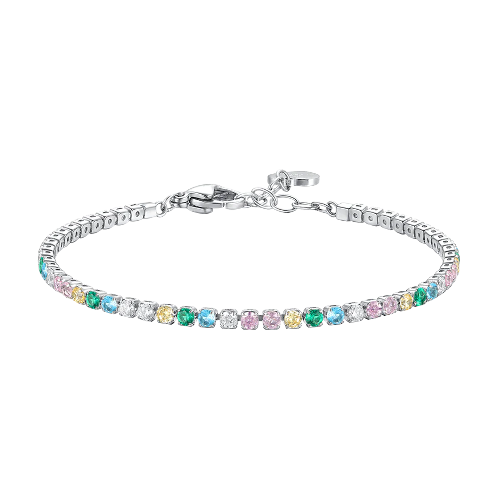 luca barra - BRACCIALE TENNIS DONNA IN ACCIAIO CON ZIRCONI MULTICOLORE