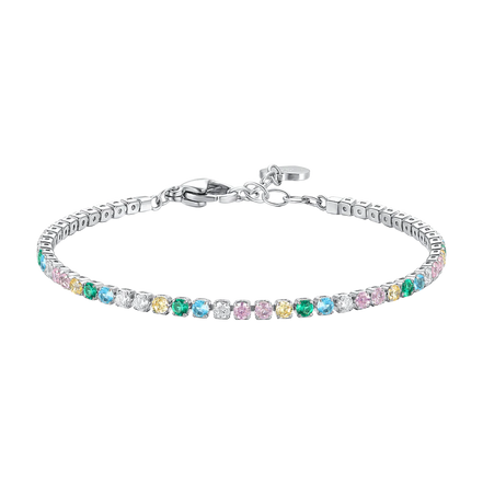 luca barra - BRACCIALE TENNIS DONNA IN ACCIAIO CON ZIRCONI MULTICOLORE