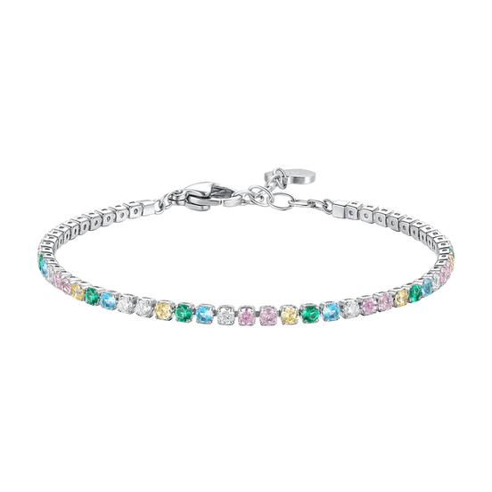 luca barra - BRACCIALE TENNIS DONNA IN ACCIAIO CON ZIRCONI MULTICOLORE