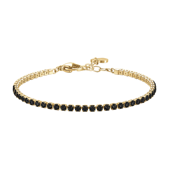 luca barra - BRACCIALE TENNIS DONNA IN ACCIAIO COLORE ORO CON ZIRCONI NERI