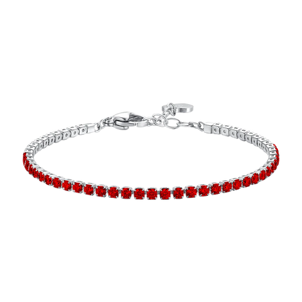 luca barra - BRACCIALE TENNIS DONNA IN ACCIAIO COLORE ORO CON ZIRCONI ROSSI