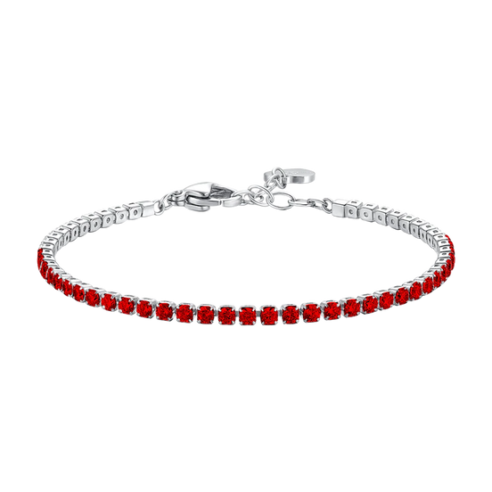 luca barra - BRACCIALE TENNIS DONNA IN ACCIAIO COLORE ORO CON ZIRCONI ROSSI