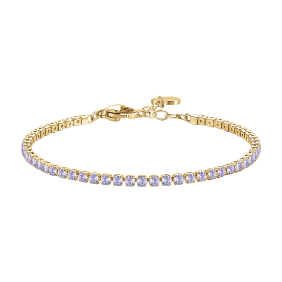 luca barra - BRACCIALE TENNIS DONNA IN ACCIAIO COLORE ORO CON ZIRCONI VIOLA
