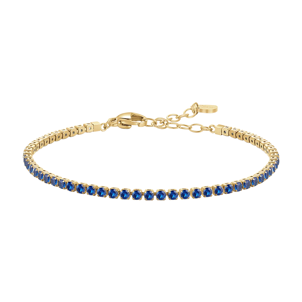 luca barra - BRACCIALE TENNIS DONNA IN ACCIAIO COLORE ORO CON ZIRCONI BLU
