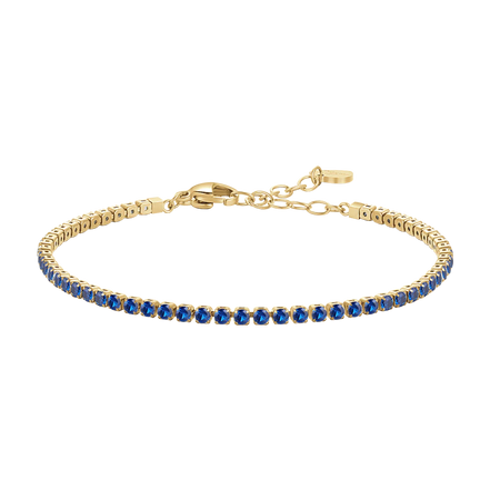 luca barra - BRACCIALE TENNIS DONNA IN ACCIAIO COLORE ORO CON ZIRCONI BLU