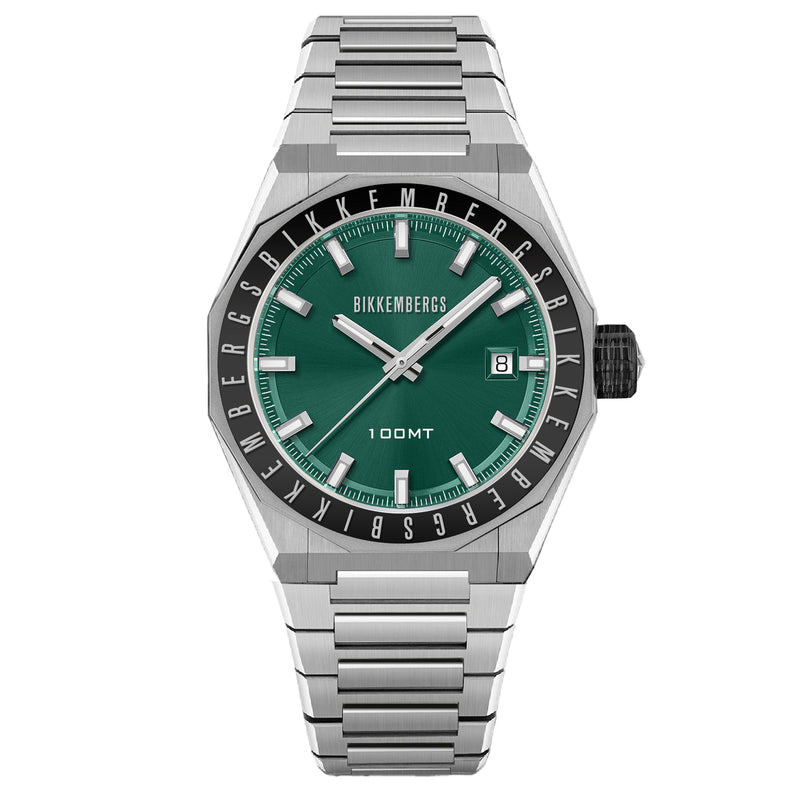 WATCH, SILVER/GREEN, hi-res-1 OROLOGIO CINTURINO IN MAGLIA D'ACCIAIO bka41