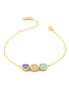 bracciale boccadamo BR601DM oro giallo con centrale a tre cristalli tanzanite, pesca, acquamarina e zirconi