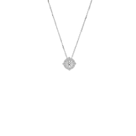 igold - Collana Punto Luce Halo in Oro Bianco 375% 9kt con Zirconi