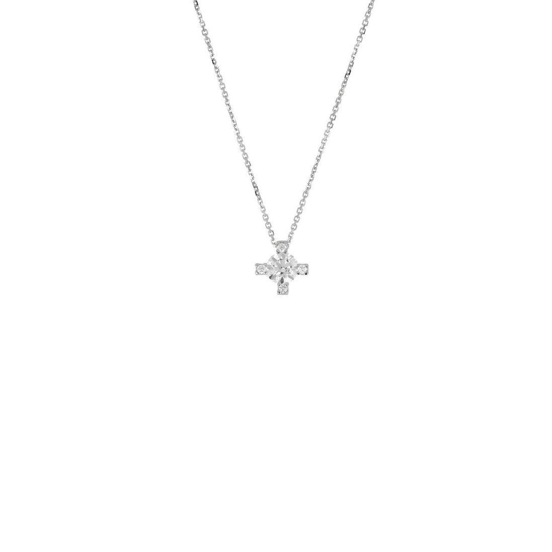 igold - Collana Punto Luce in Oro Bianco 375% 9kt con Zircone