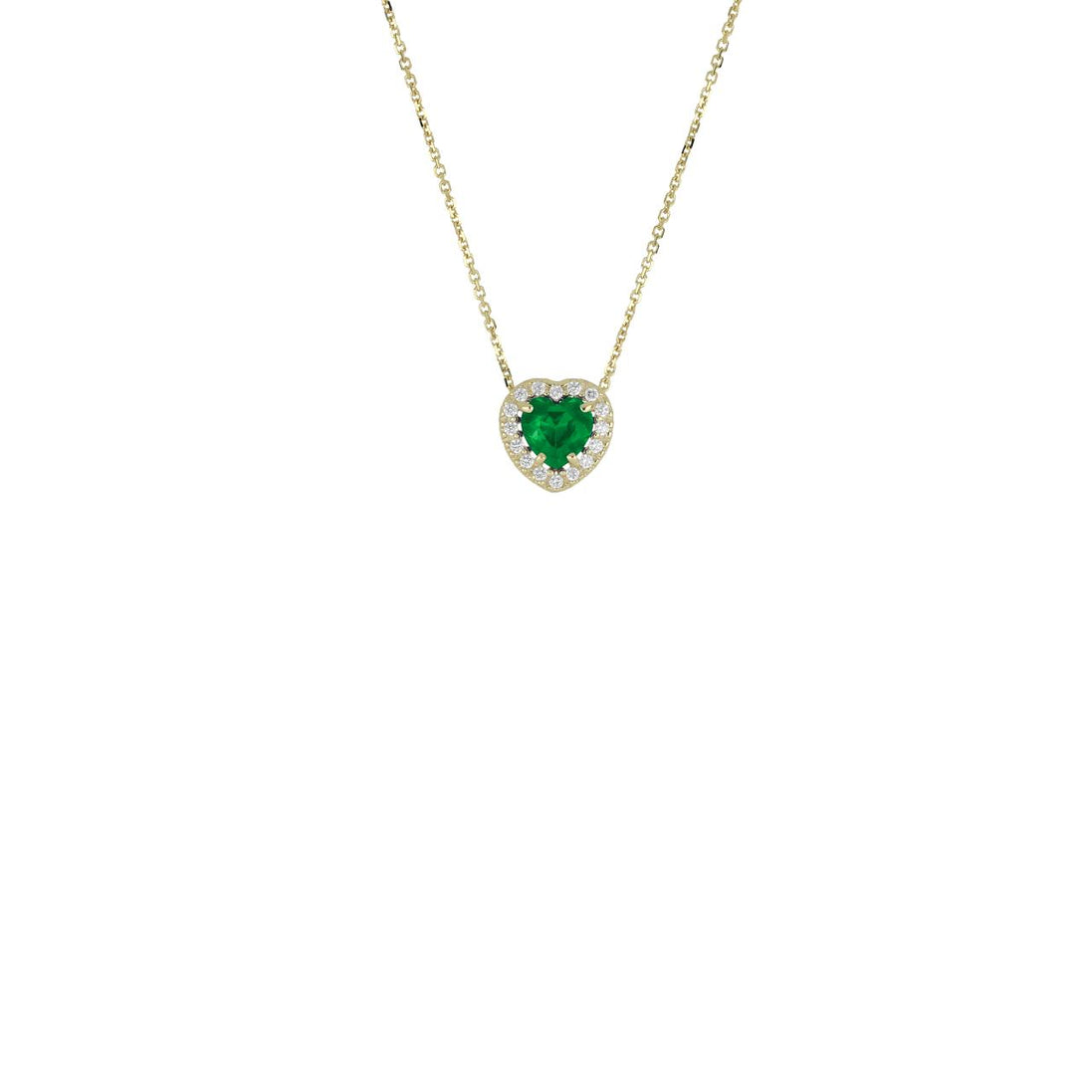 igold - Collana Cuore Verde in Oro 375% 9kt con Zirconi