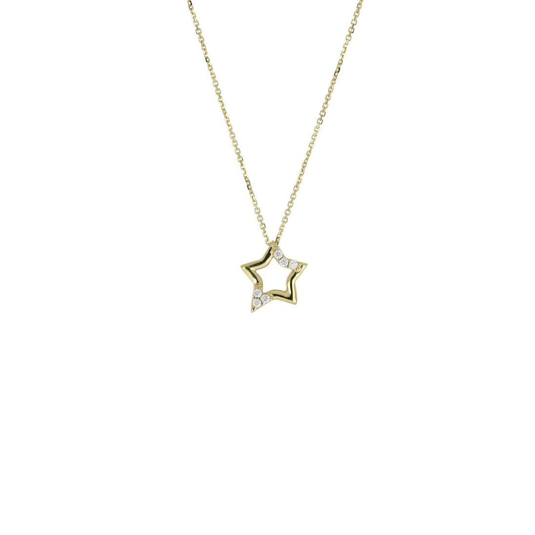 igold - Collana con Ciondolo Stella in Oro 375% 9kt con Zirconi