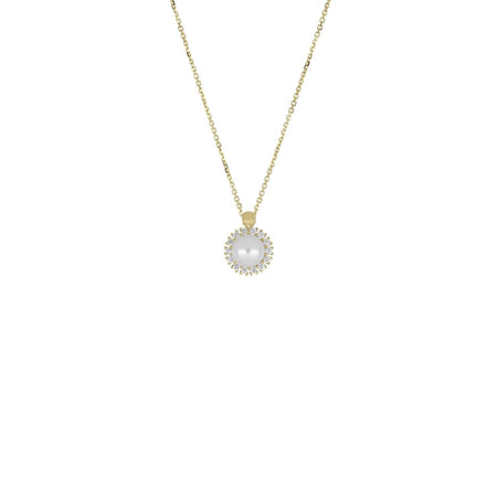 igold - Collana in Oro 375% 9kt con Perla e Zirconi