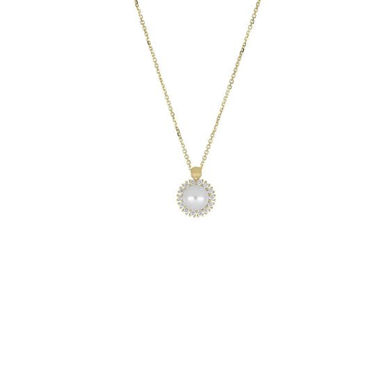igold - Collana in Oro 375% 9kt con Perla e Zirconi