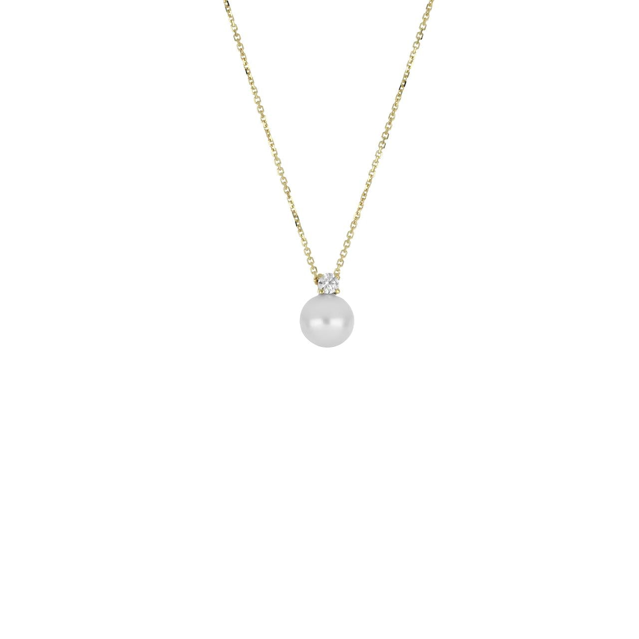 igold - Collana in Oro 375% 9kt con Perla e Zircone