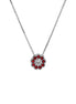 igold - Collana Punto Luce con Halo di Zirconi Rossi in Oro Bianco 375% 9kt
