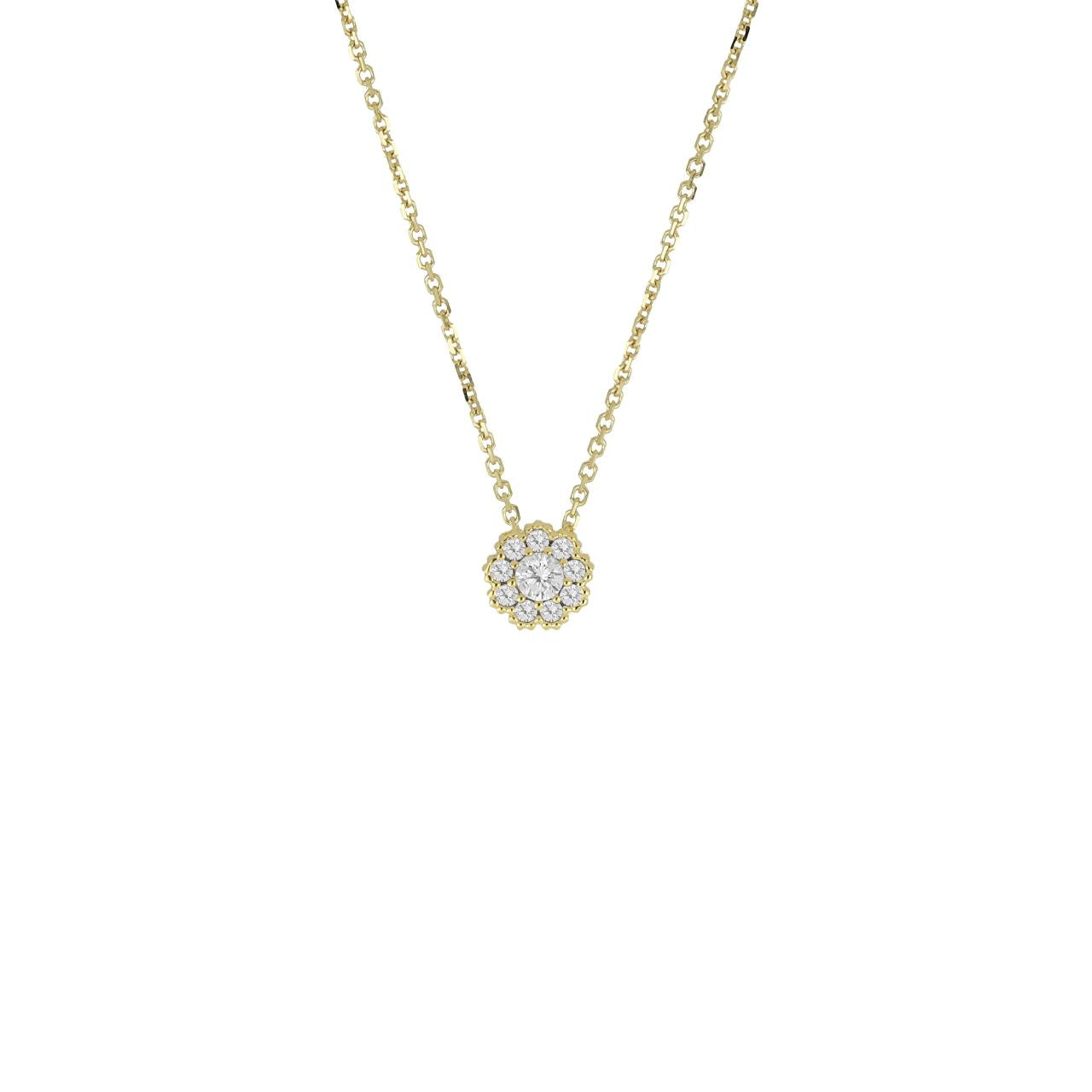 igold - Collana in Oro 375% 9kt con Fiore di Zirconi