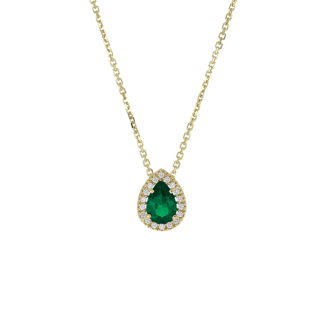 igold - Collana in Oro 375% 9kt con Goccia Verde e Zirconi