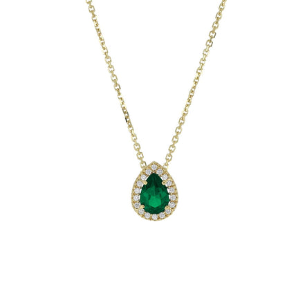 igold - Collana in Oro 375% 9kt con Goccia Verde e Zirconi