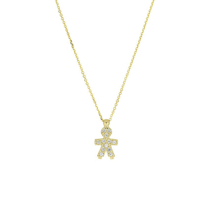 igold - Collana con Ciondolo Bimbo in Oro 375% 9kt con Zirconi