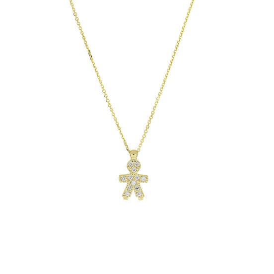 igold - Collana con Ciondolo Bimbo in Oro 375% 9kt con Zirconi