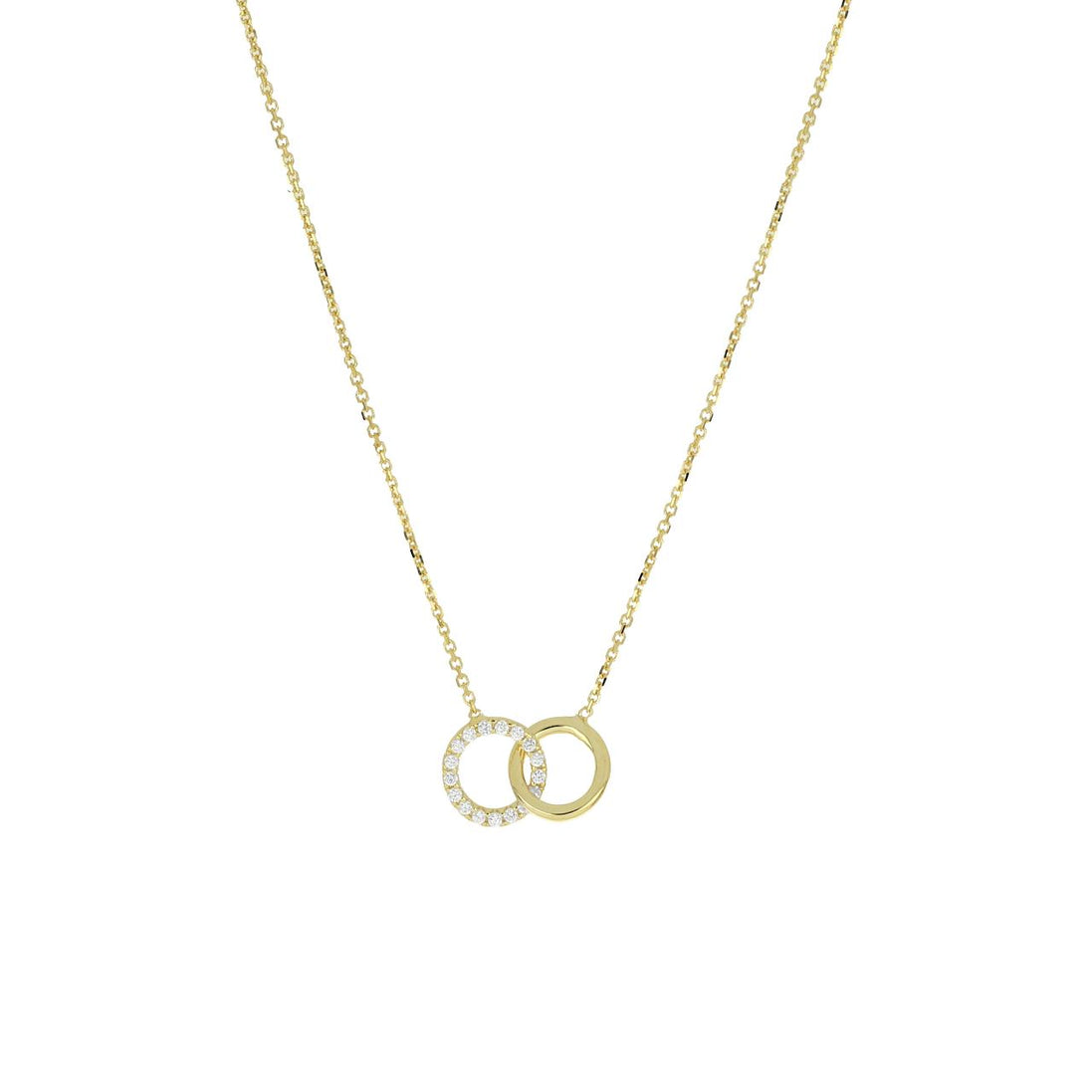 igold - Collana in Oro 375% 9kt con Doppio Cerchio e Zirconi