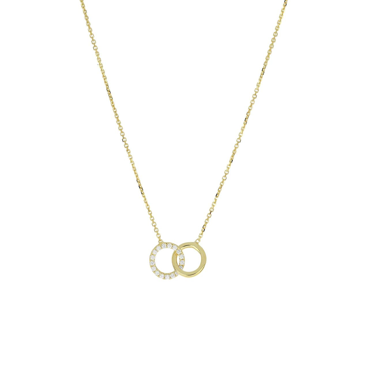 igold - Collana in Oro 375% 9kt con Doppio Cerchio e Zirconi