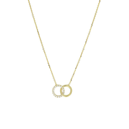 igold - Collana in Oro 375% 9kt con Doppio Cerchio e Zirconi